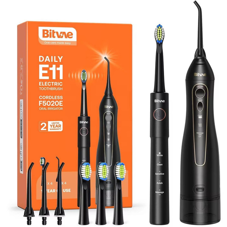 مسواک برقی و واتر جت مدل E11 + F5020E به همراه چهار سر مسواک و چهار سر واتر جت